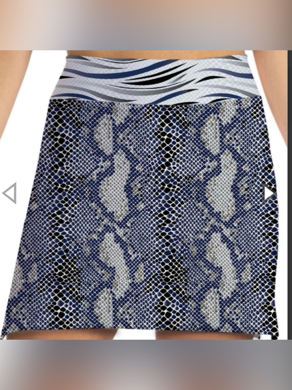 Skort Obsession Sassy Snake Print Skort Blue White Black Sporty - Size M